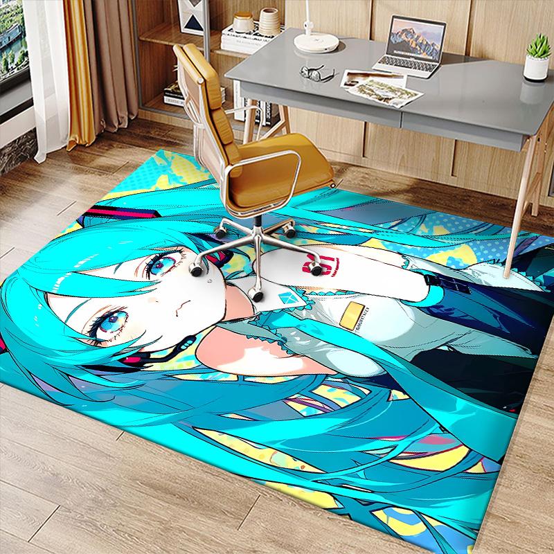 Hatsune Miku Printed Absorbent Washable Carpet, Non-Slip Bathroom Mats, Kitchen Rugs, Yoga Mat,Living Room Entrance, Camping Picnic Rugs