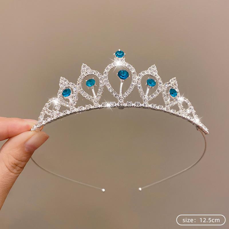 Children's Princess Crown Crystal Tiara Girls Hair Accessories High-end Atmosphere Dance Performance Birthday Gift Crown Bridal