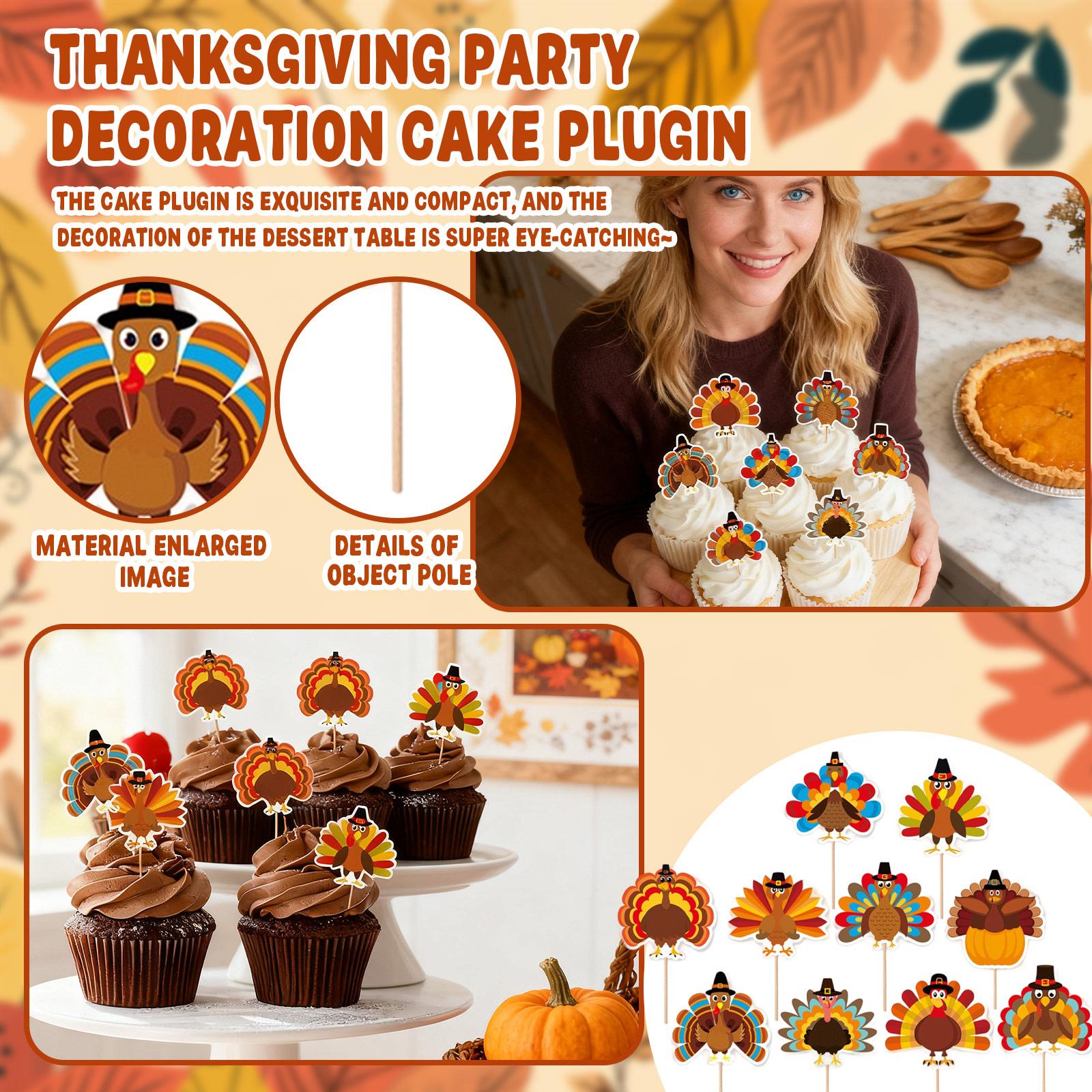 

Turkey Cupcake Toppers Thanksgiving Food Picks Cake Decorations For Thanksgiving Party Cake Decoration, 10 Pieces One Size жёлтый