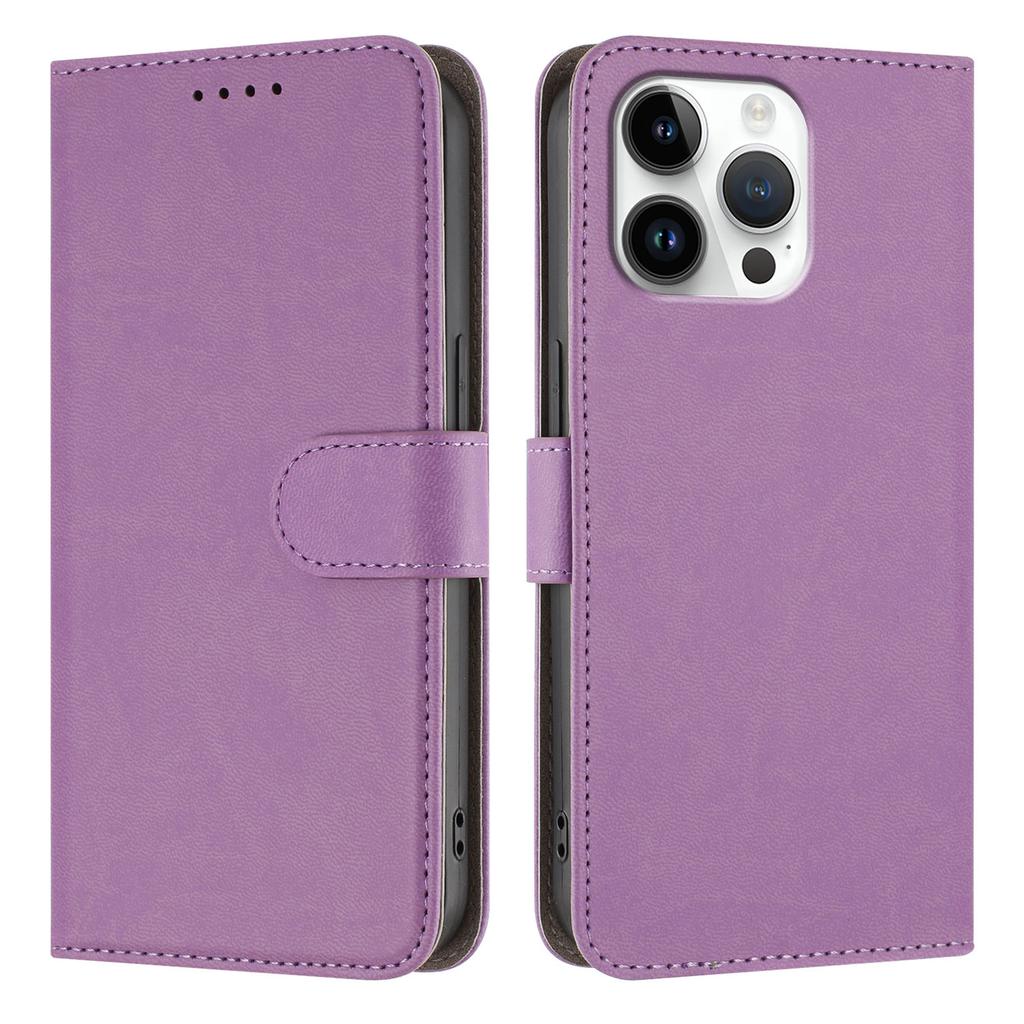 For iPhone 16 Pro Leather Case Solid Color Phone Cover with Wallet