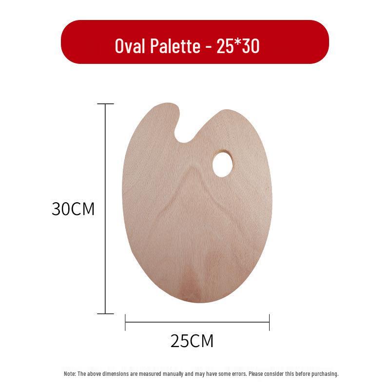 Large Oval Wooden Paint Mixing Palette for Oil and Gouache