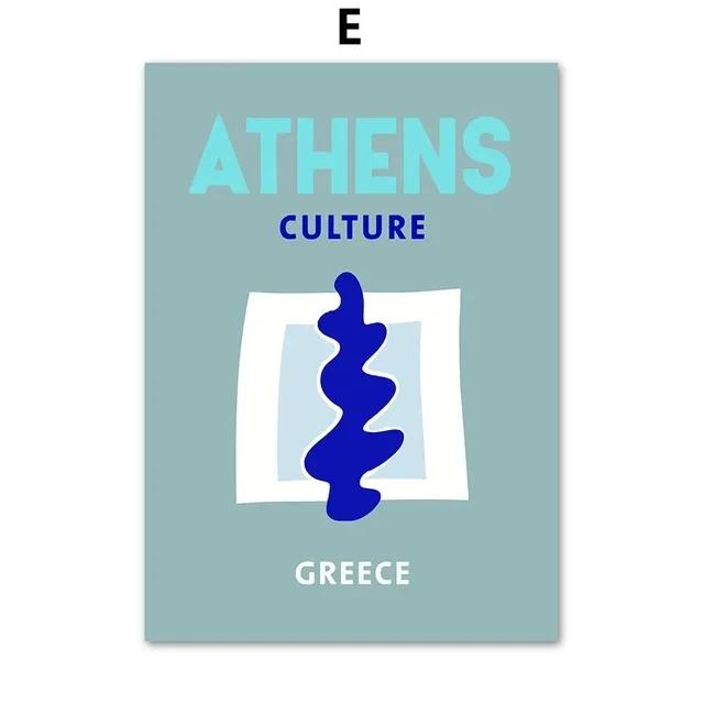 

Mykonos Ibiza Miami Bondi Athens Travel Wall Art Colourful Prints Canvas Painting Nordic Poster Preppy Room Living Room Decor 8X12inch 20x30cm