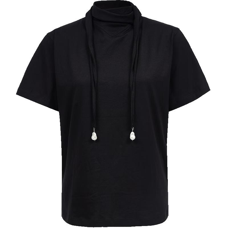 VERO MODA Women's Pure Cotton Tie-Neck T-shirt