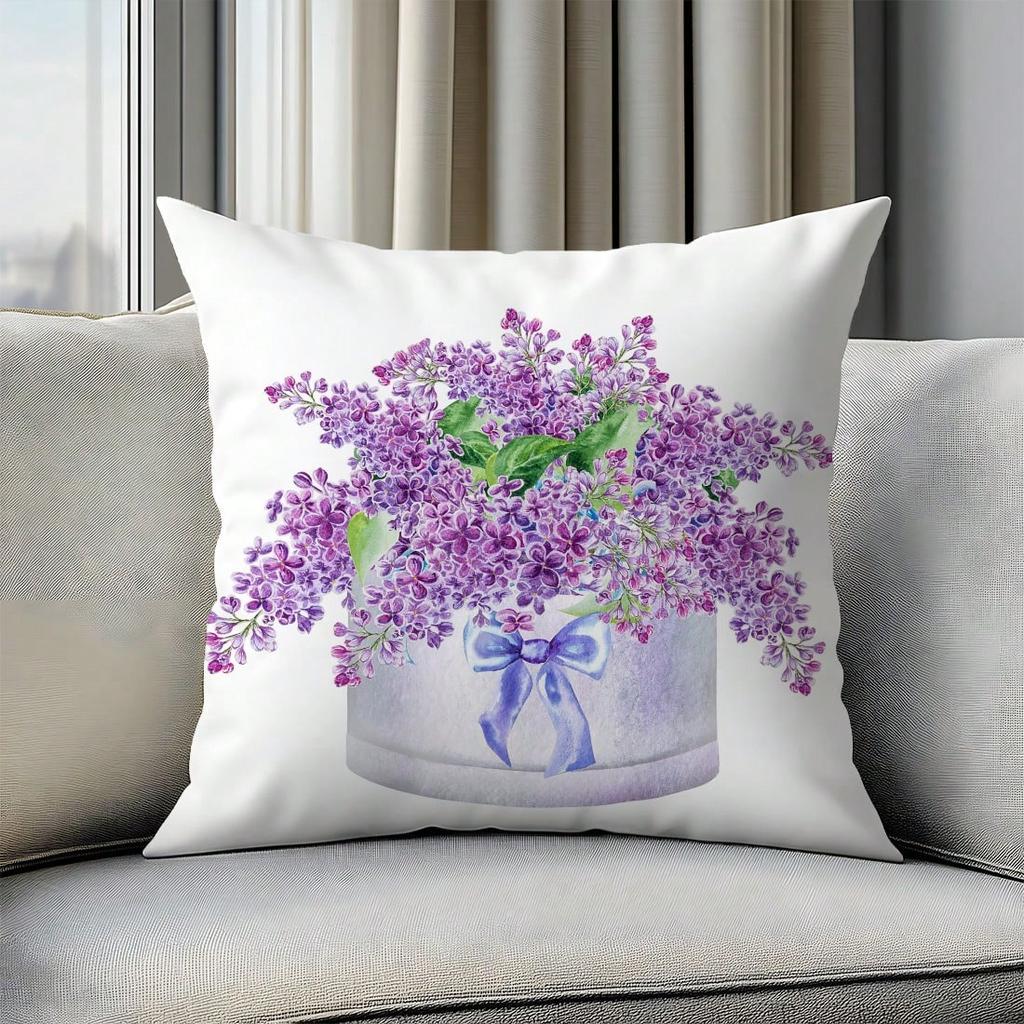 Tulip Pillowcase Floral Cushion Cover Watercolor Flower Decor Spring Home Accent Pastoral Living Room Throw Pillow