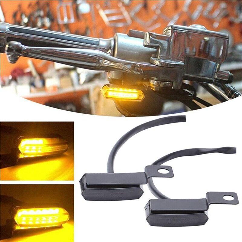 2Pcs Motorcycle LED E Mark Turn Signal Light Amber Flowing Indicator Lamp 12V Universal for Harley Sportster