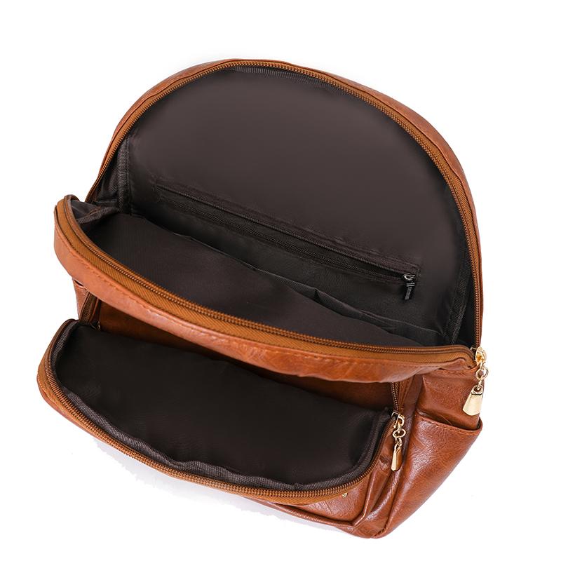 Soft Leather Backpack Women's Large Capacity Travel Backpack Student Schoolbag