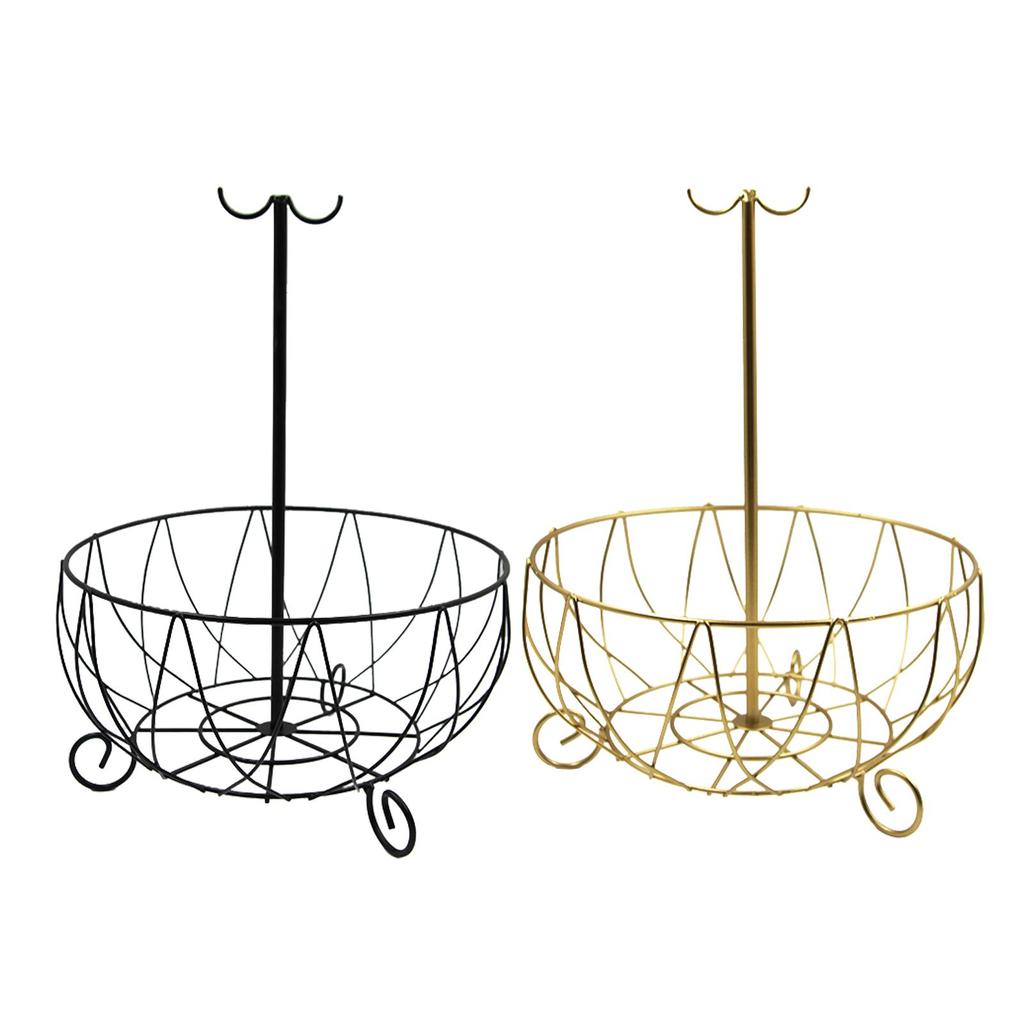 Fruit basket with banana holder, tree hook, banana holder and open wire fruit
