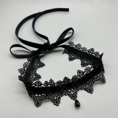 Elegant Black Lace Bowkot Choker Necklace Gothic Collar Necklace Vintage Choker Short Chain Necklace Jewelry