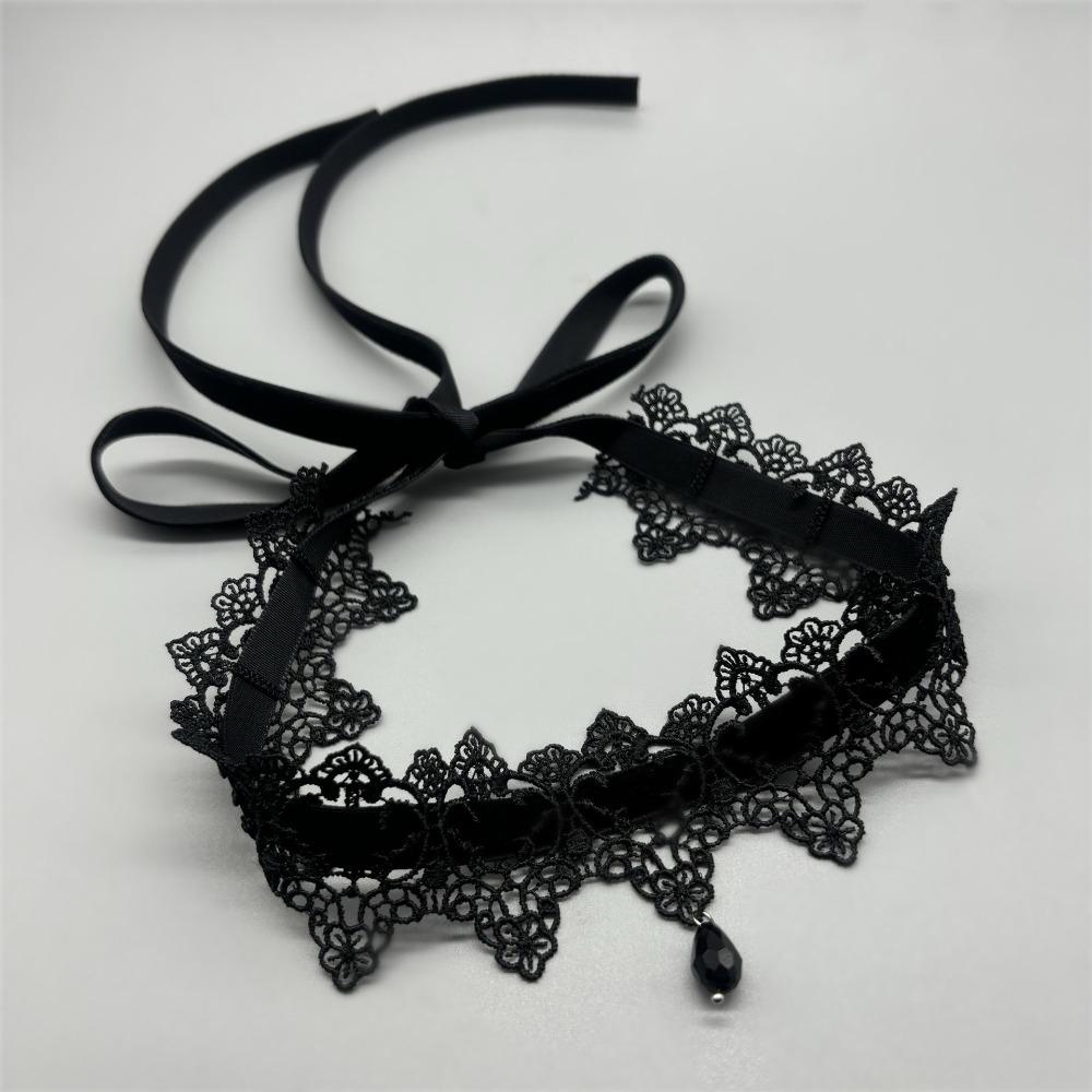 Elegante Schwarze Spitze Schleife Choker Halskette Gotischer Kragen Halskette Vintage Choker Kurze Kette Halskette Schmuck