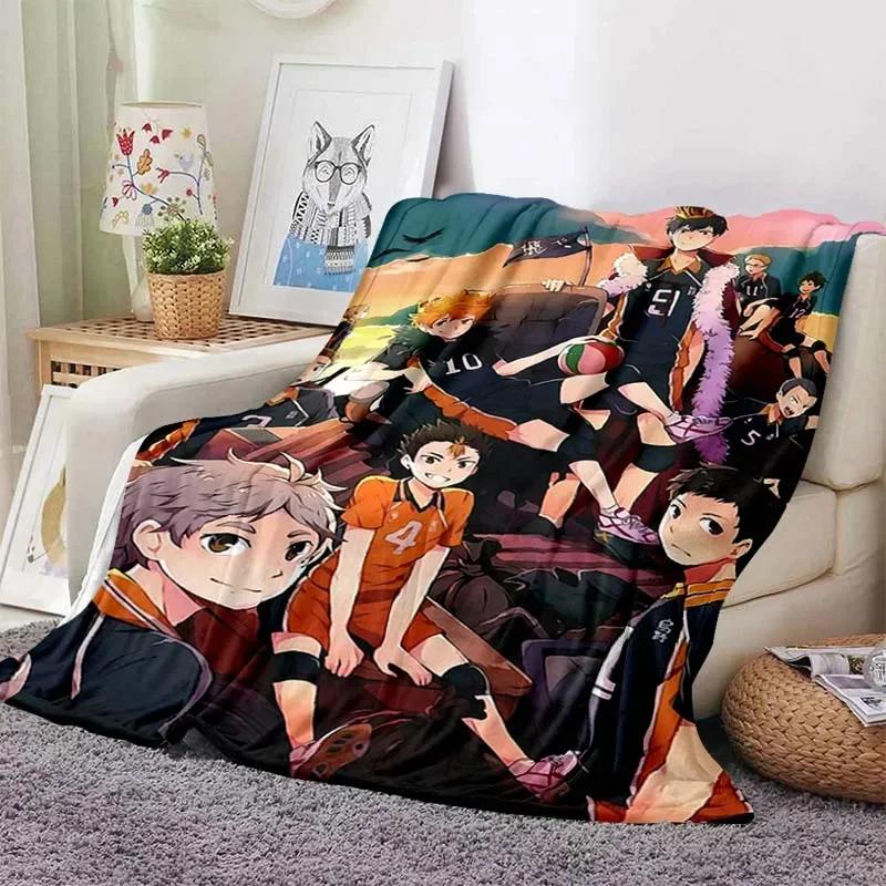 Coperte a Quadri Anime Pallavolo Haikyuu Decorazione Peluche Pile Corallo Coperte Morbide da Lanciare per Letto Viaggio Trapunta Manga Miya Atsumu