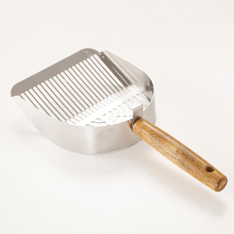 Katzenstreuschaufel aus Edelstahl Langlebige Langstiel-Katzenschaufel Stabile Maschenschaufel Streufilter Haustierreinigungswerkzeuge