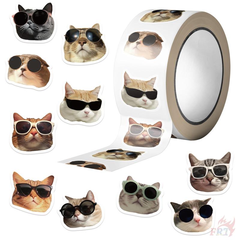 500Pcs/Roll Kuso Funny Sunglasses Cats Kids Rewards Stickers - DIY Scrapbooks Album Decor Sealing Label Decals