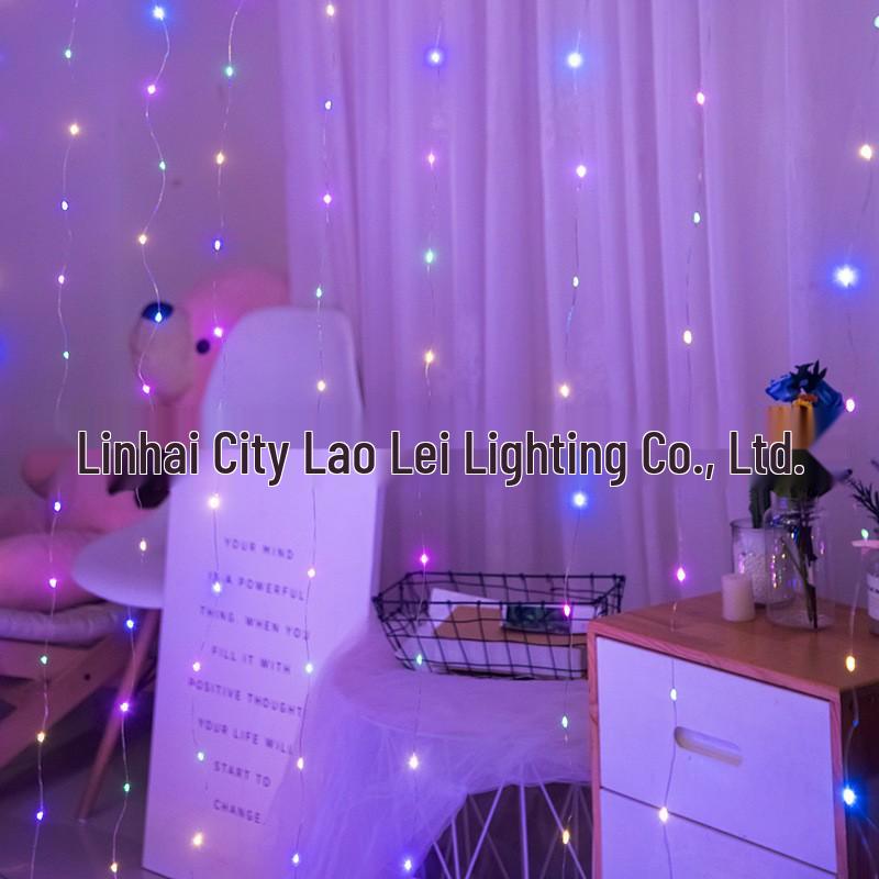

USB LED Copper Wire Curtain String Lights for Christmas, Bedroom, Wedding, or Party Decor 3x2m 200 LEDs without Hooks