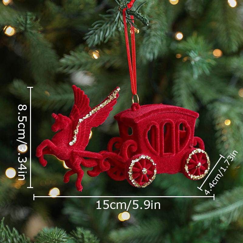 Gold Powder Red Christmas Decoration Flocking Pendant Bow Wreath Christmas Tree Hanging Ornament Xmas New Year Party Home Decor