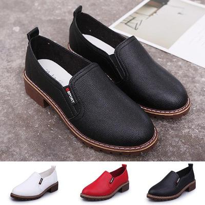 Damen-Schuhe aus Leder im schlichten Stil, Loafer, Mutter-Schuhe