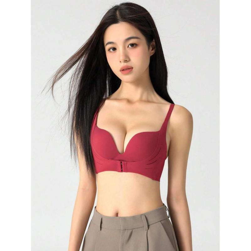 Women's High-Support Front-Closure Padded Wireless Bra