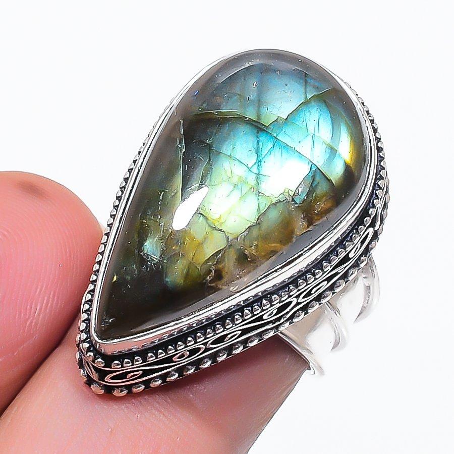 Labradorite Gemstone 925 Sterling Silver Jewelry Ring Size 6.5