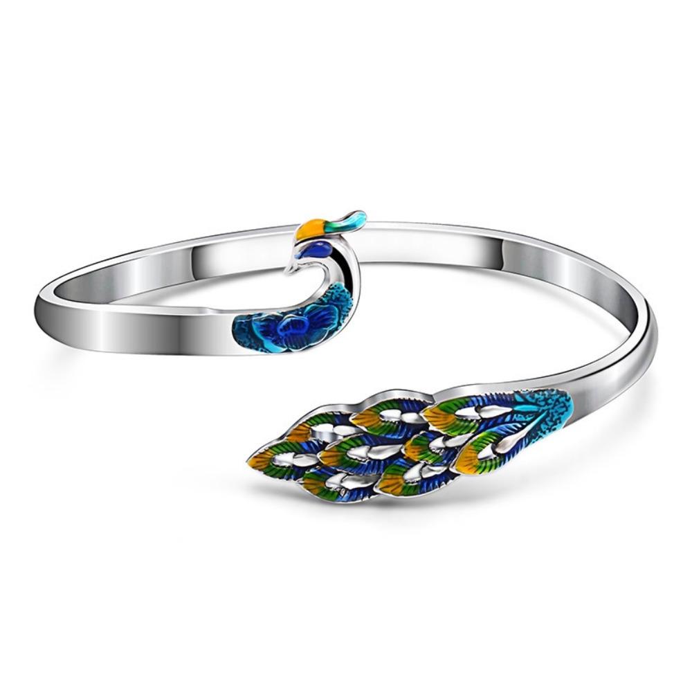 Hollow Chinese Style Bangle Vintage Ethnic Style Bracelet Peacock Opening Bracelet  Jewelry Gifts