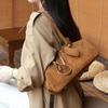 Burminsa Cowhide Suede Genuine Leather Underarm Shoulder Bags For Women 2026 Luxury Designer Bowling Totes Work Ladies Handbags