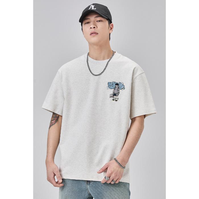 Latest Summer Short-sleeved American Heavy Cotton T-shirt for Men and Women Comfortable Fit Leisure Couple Outfit Half-sleeved