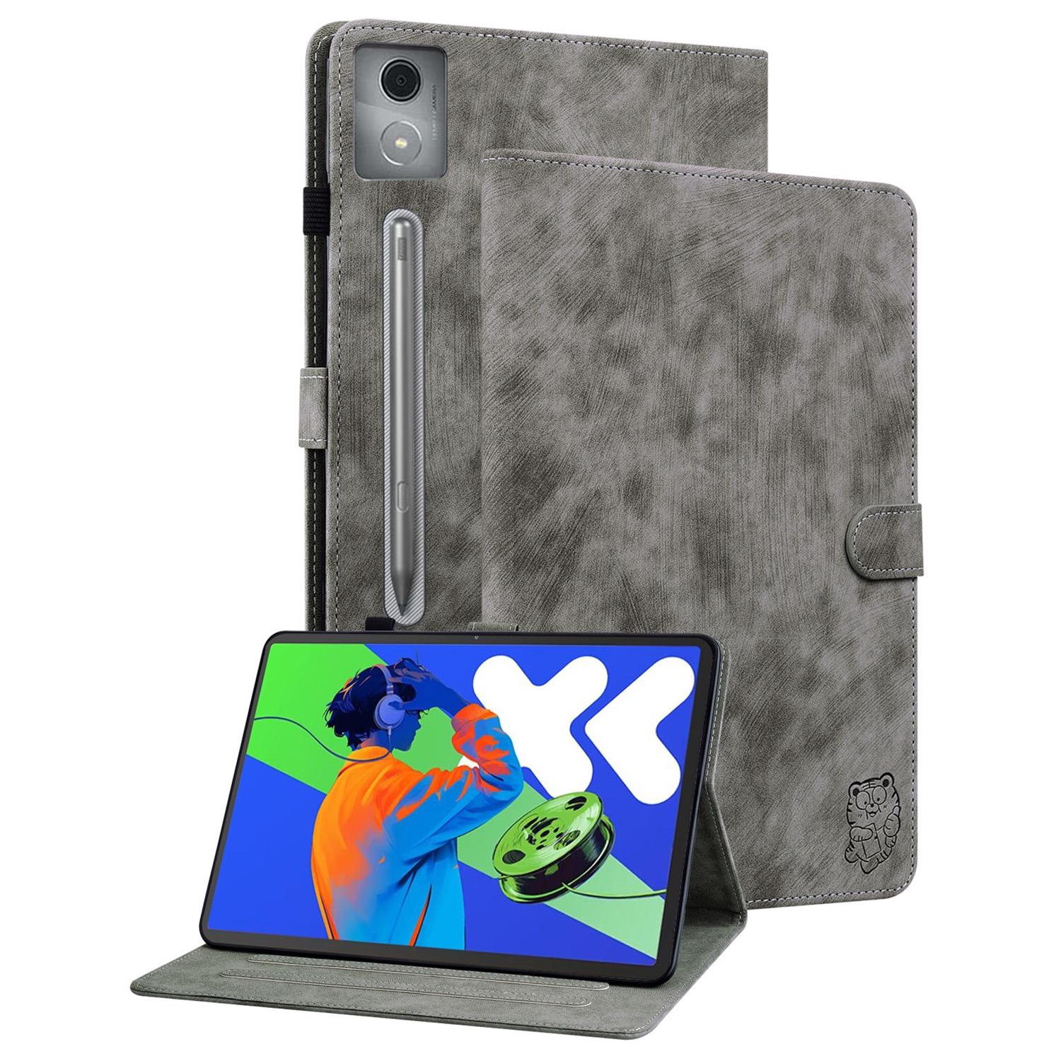 

Для Lenovo Tab P12 Pro 12.7 2025/Xiaoxin Pad Pro 12.7 (2025) Чехлы с тигровым принтом, устойчивые к царапинам, из ПУ кожи, обложка для планшета Grey