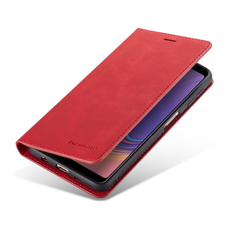 Kožené retro puzdro s klopou pre Samsung Galaxy A750 A7 A6 A8 J4+ J6 Plus 2018 A530 Obal na telefón Magnetická pracka Slot na karty