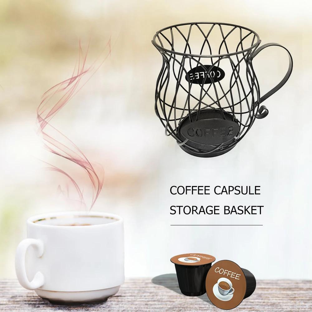 Universal Coffee Capsule Storage Basket Coffee Cup Basket Vintage Coffee Pod Organizer Holder Black For Home Cafe Hotel
