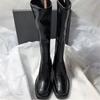 Women Knee High Boots Vintage Thick Heel Fashion Zippers Leather Boot 2026 Autumn Winter Ladies Concise Long Boot Botas De Mujer