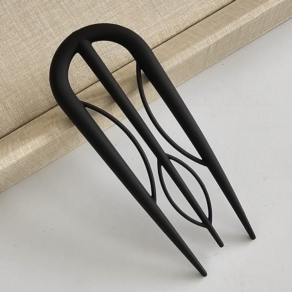 

Acetate Hair Clip Multi-pronged Hairpin Elegant U-shaped Hair Stick Women матовий чорний колір