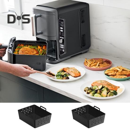 2ks silikonové vložky vzduchové fritézy pro Ninja SL401 2košové vzduchové fritézy Příslušenství k opakovaně použitelnému hrnci Nepřilnavý tepelně odolný pekáč pro bezpečné a zdravé