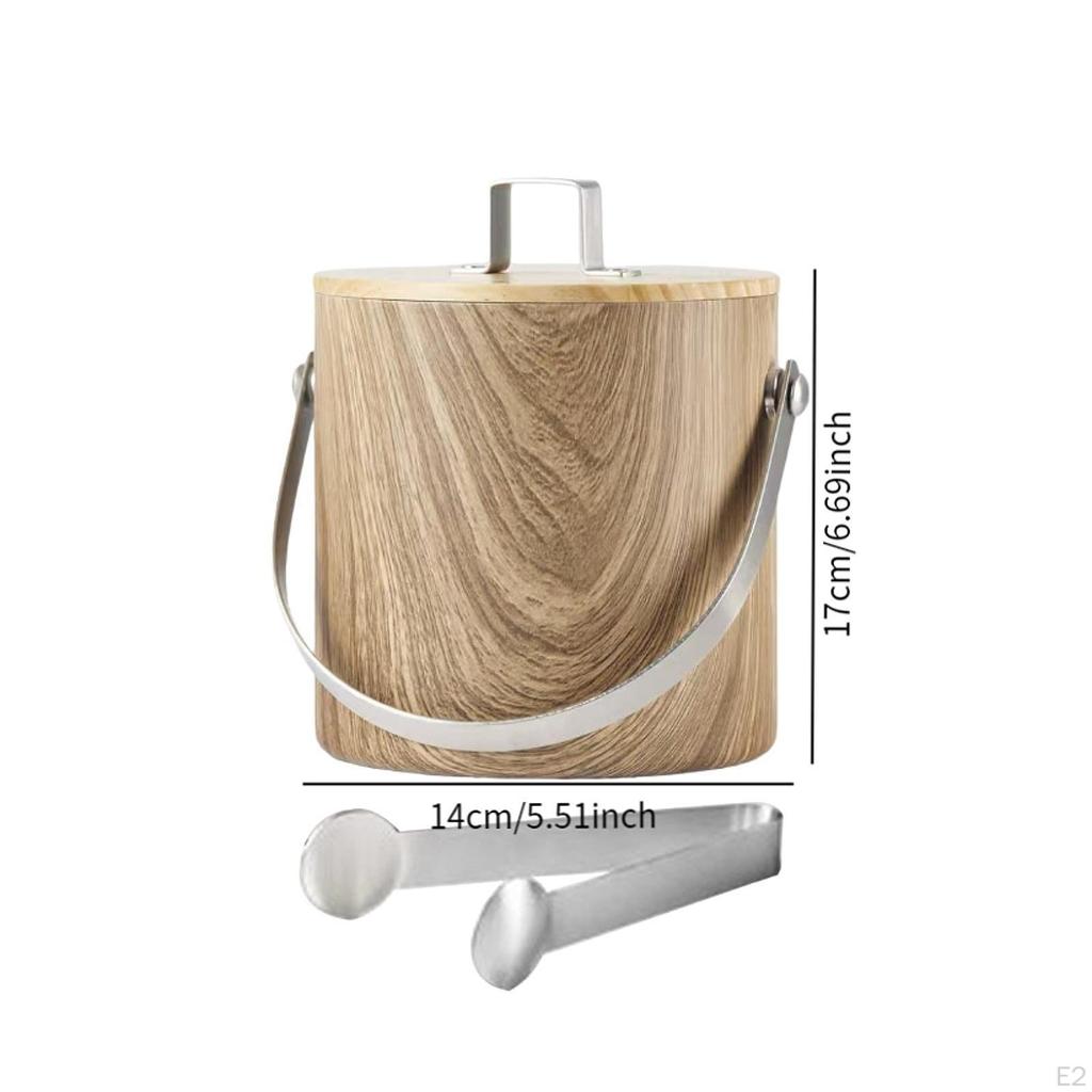 Secchiello per Ghiaccio Birra con Coperchio e Pinza Multiuso Vasca in Metallo per Bevande Raffreddamento Bevande per