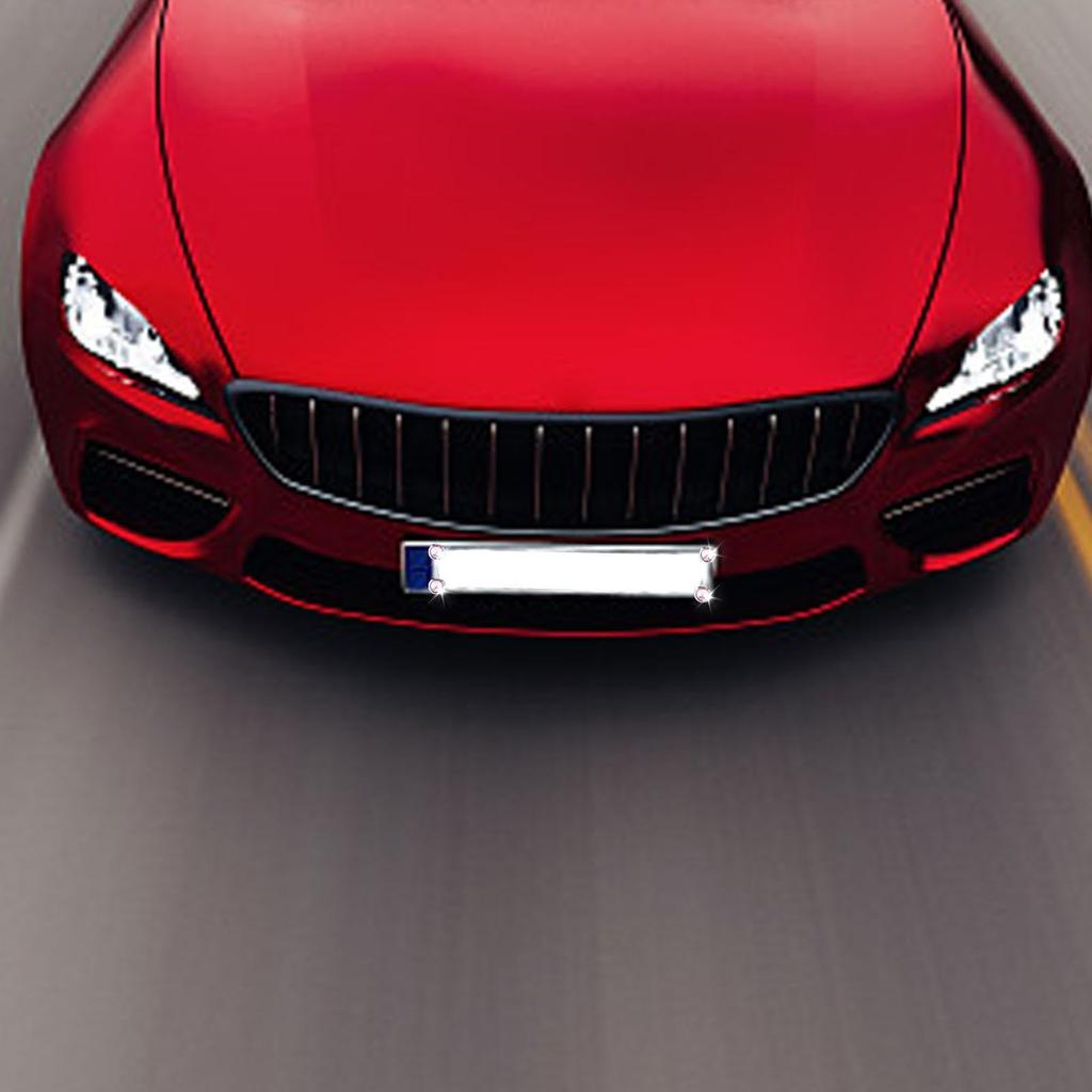 Car License Plate Fastener Glitter Screw Cap Cover White Universal Rhinestone License Plate Bolt