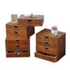 Solid Wood Multi-Layer Office Desk Organizer and Cosmetics Storage Box