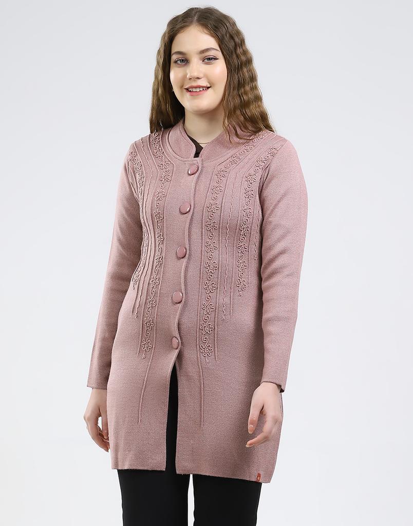 Monte Carlo Women Round Neck Full Sleeve Knitted Coat