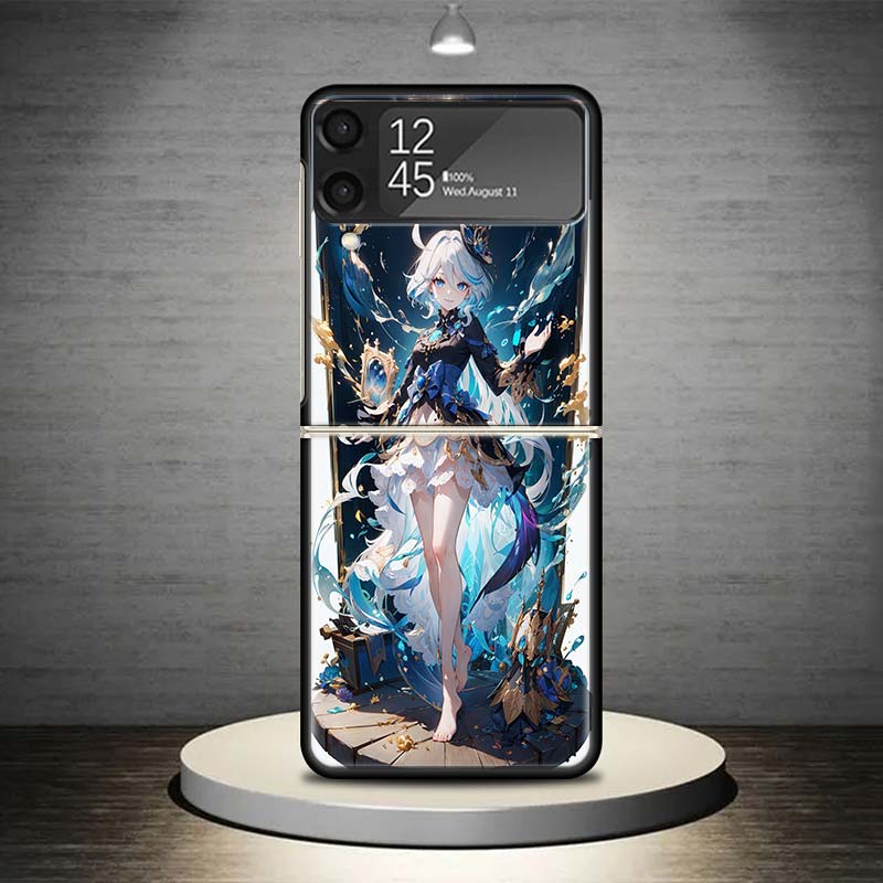 Genshin Impact Furina Phone Case For Samsung Galaxy Z Flip 7 6 5 4 3 5G Shockproof Cover Z Flip7 Flip6 ZFlip5 Flip3 Flip4 Luxury