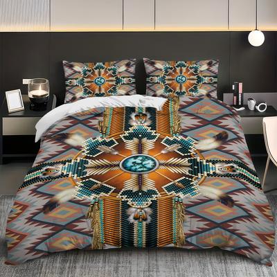 3pcs Abstract Persian Pattern Print Coreless Comfortable Bedding Set Bedrooms Dormitories Multiple Sizes Machine Washable