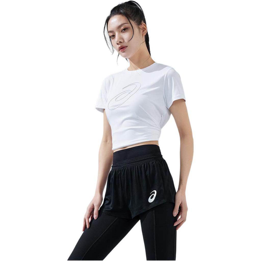 Asics Logo Print Knitted Breathable Quick-Dry Sports Shorts Women shorts Black 2092A389-001