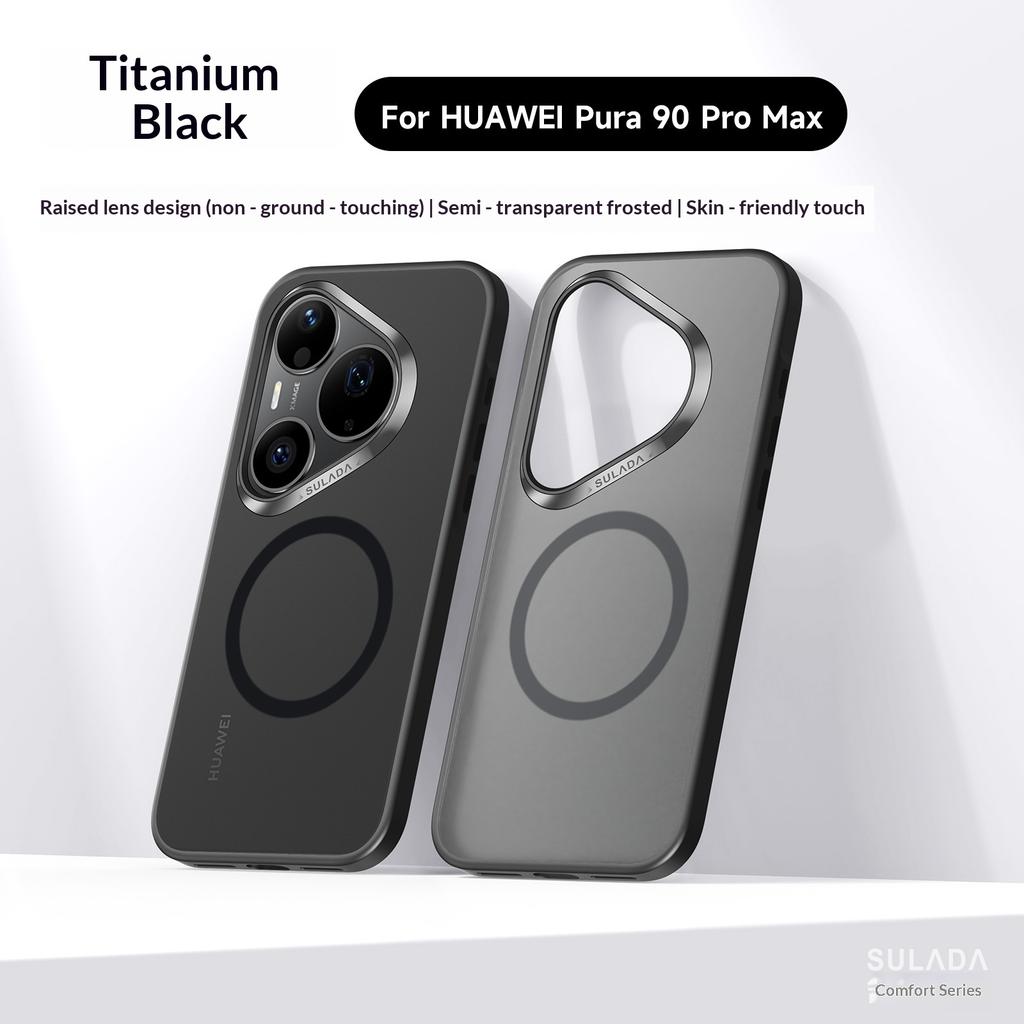 Magnetic Charging Phone Case for Huawei Pura 90 Pro Max Pura80 Ultra Mate 80 Mate70 Metal Len Frame Semi-transparent Matte Cover