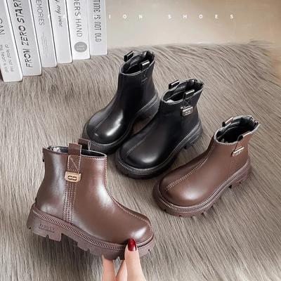New Children's Boot Winter Warm Girls Black Boots School Versatile Thick Bottom Kids Fashion Ankle Cotton Boots Non-slip Causal