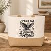 Cabas - PLANETEE - J'peux pas minimaliste (J'peux pas je préfère les Aigles) - Coton lourd - Fond jute - 18 L (48×37×13 cm)