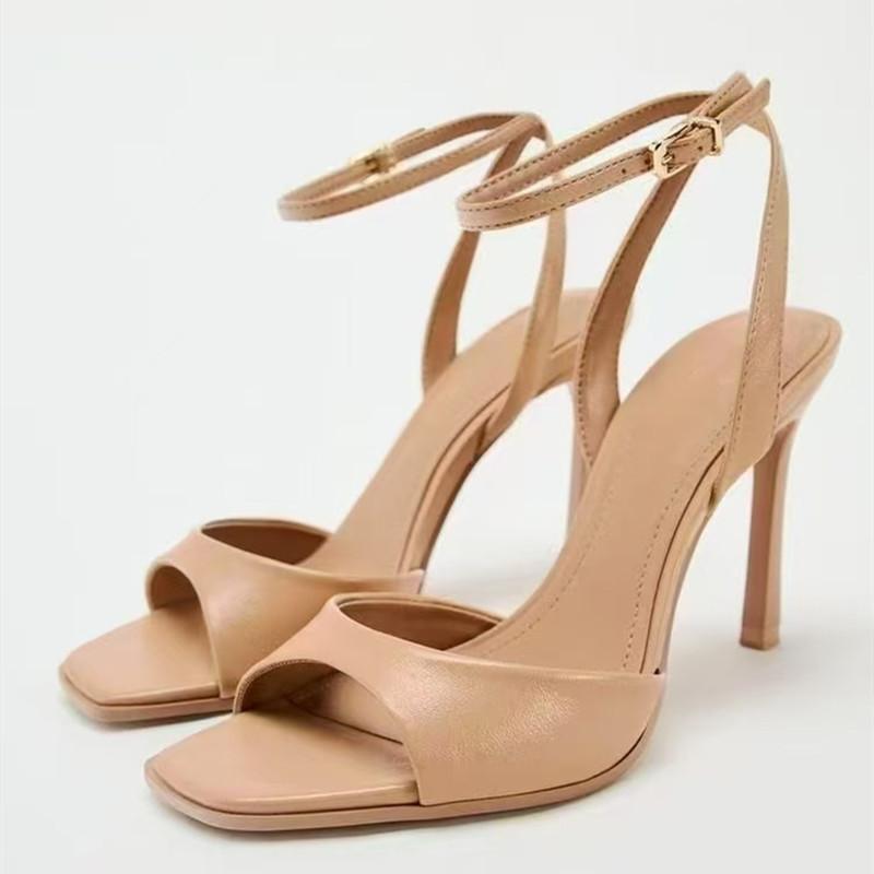 Fashion Ins Style Fashion Square Toe Patent Leather Women Gladiator Sandals Sexy Ankle Strap Buckle Thin High Heels Summer Office Shoes