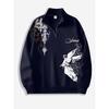 Y2K Fashion Street Style Men's Stand Up Collar Sweatshirt, Thorn Design Angel Print Half Zipper Stand Up Collar Sweatshirt
