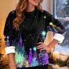 Women's Fashion Casual Long Sleeve Christmas Printed Round Neck Top Sweatshirt