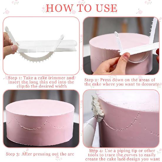 4PCS Cake Arch Guide Tool,Adjustable Fondant Cake Arc Ruler,Practical Baking Writing Swag Guide Gadgets Accessories,Decorative Marking Divider