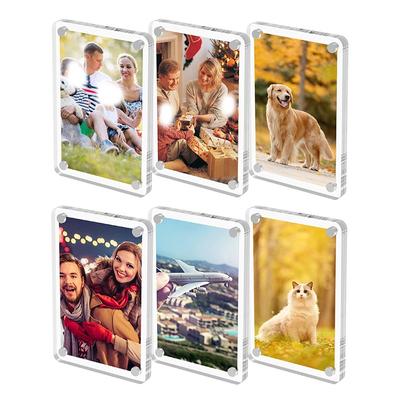 1/3/6pcs Acrylic Refrigerator Magnetic Frame Frame For 1/3/4 Inch Photo Clear Reversible Refrigerator Magnet Photo Frame Display