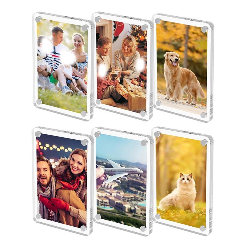 1/3/6pcs Acrylic Refrigerator Magnetic Frame Frame For 1/3/4 Inch Photo Clear Reversible Refrigerator Magnet Photo Frame Display