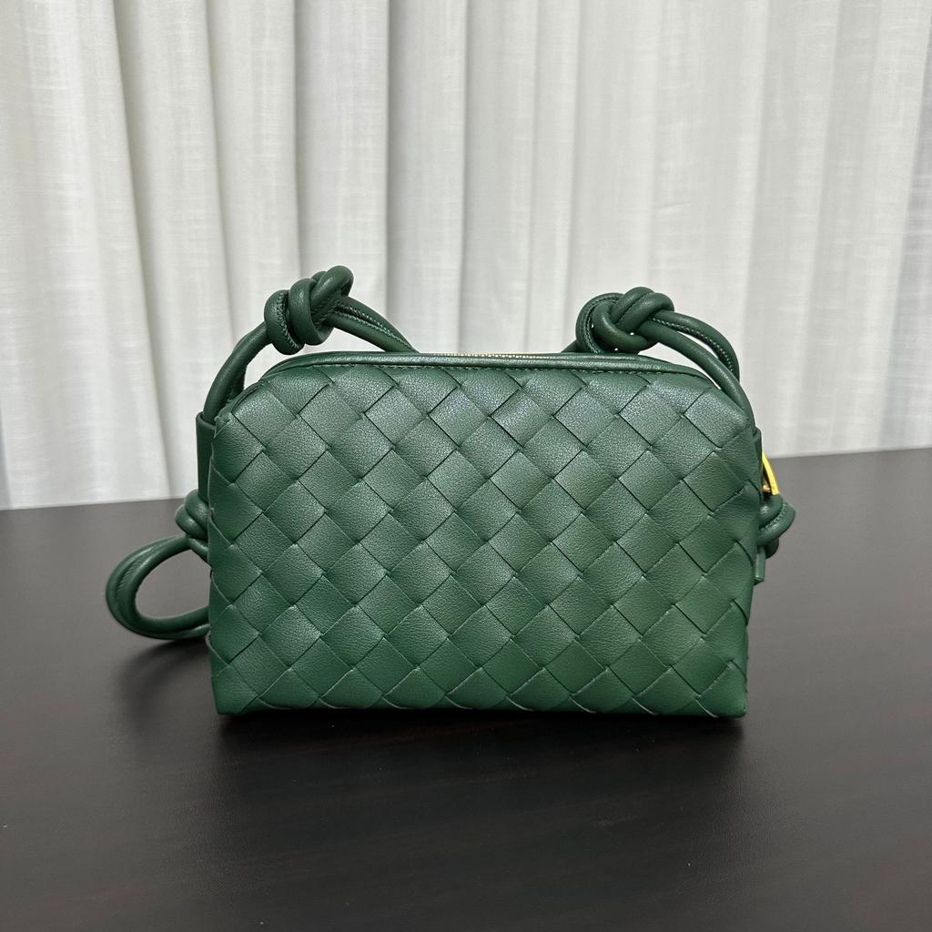 Genuine Leather Handwoven Bag Women's 2024 Versatile Small Square Bag Women's Mini Mobile Phone Bag Casual Cowhide Shoulder Messenger Bag