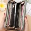 Women Hollow Zipper Wallet Leather Clutch Retro Female Hollow Organ Card Bag Large Capacity Long Mobile Phone Card Holder
