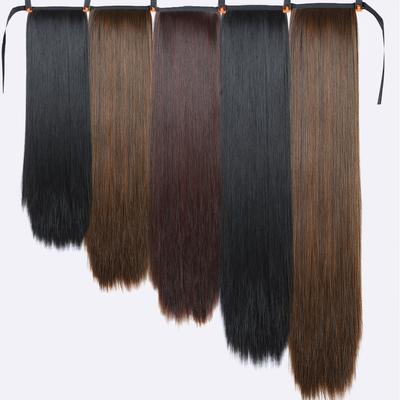Pezzi di capelli finti Afro lungo dritto con coulisse coda di cavallo capelli sintetici chignon coda di cavallo clip nelle estensioni della coda di cavallo