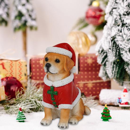 Realistic Dog Figurine Resin Puppy Animal Statue Christmas Decoration Lifelike Labrador Bichon Corgi Model for Indoor Outdoor Home Decor